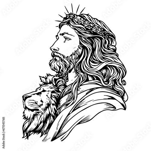 Fototapeta Naklejka Na Ścianę i Meble -  Jesus, The Lion outline