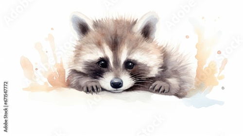  a painting of a raccoon laying down with its head on top of the raccoon's paw. generative ai