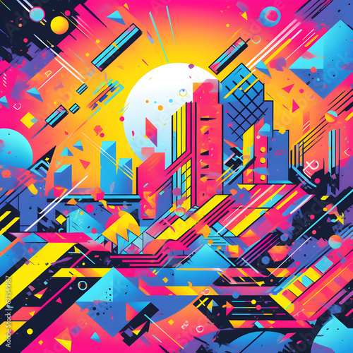 Colorful retro abstract city background