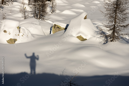 Winter dolomites in Italy. Winter in Madonna di Campiglio village and a ski resort in northeast Italy. Madonna di Madonna di Campiglio and ursus snowpark in Val Rendena dolomites trentino Italy.