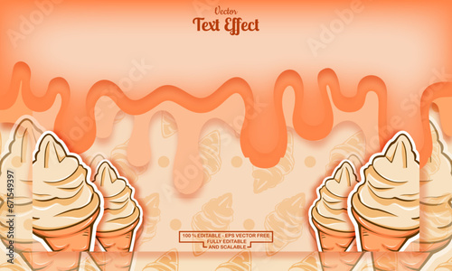 melting background with cute cream ice cream hand drawn pattern