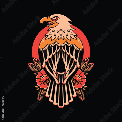 strong eagle tattoo vector design