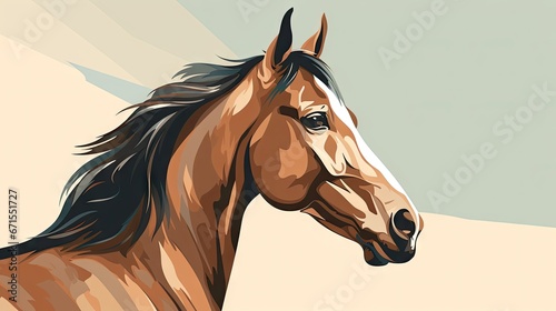  a close up of a horse s head with a blue sky in the background and a light blue sky in the background.  generative ai