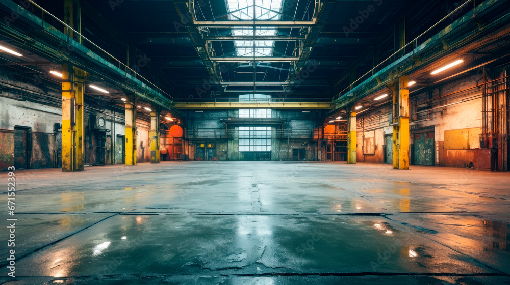 Industrial interior of an old factory or warehouse
