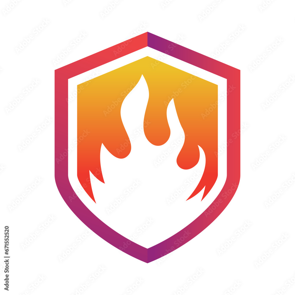 Fire shield logo template design, icon, symbol on white background Fire shield logo template design, icon, symbol on white background