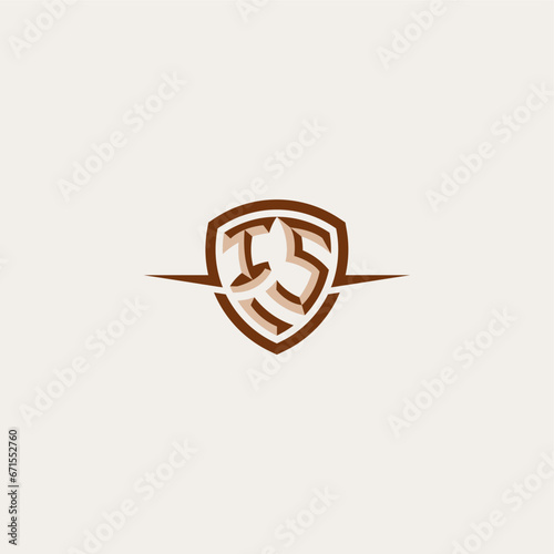 cool concept design initial logo with shield graphic design letter IS