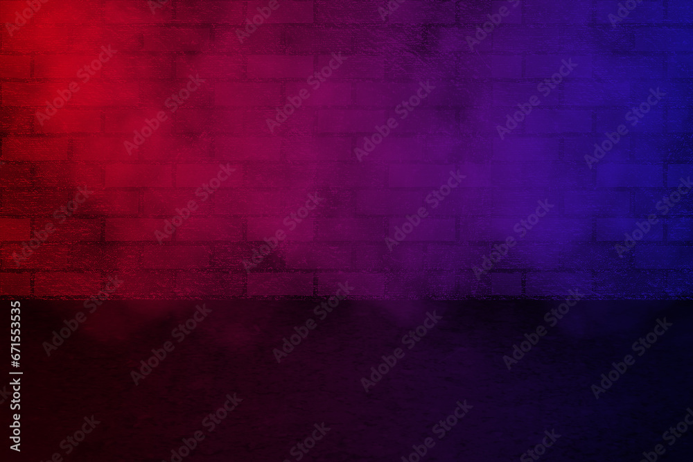 Red and blue fog or smoke on dark copy space background. for modern advertising graphics and website illustration