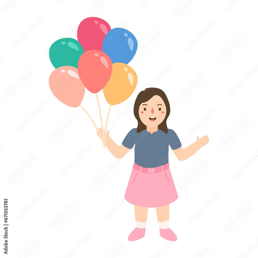 girl hold air balloons have fun