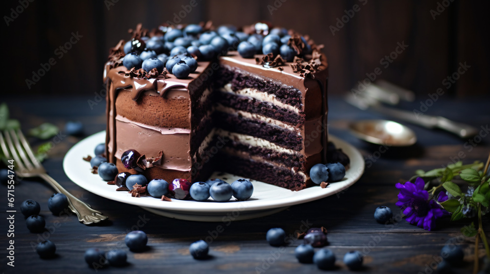 Chocolate cake with Frosted Berries