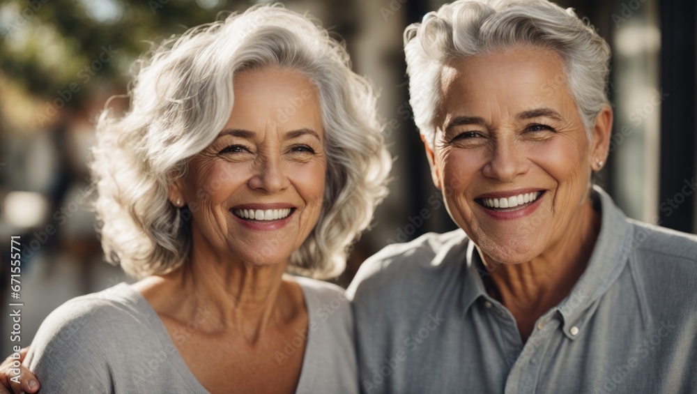 Two elderly people smiling at the camera Two elderly people smiling at the camera