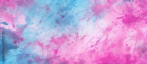 Pink modern pattern with wrinkle like graffiti in a purple pastel splash A shape tainted by dirt created through a seamless dye process The art shows wet splatters with a grungy blue dirty  photo