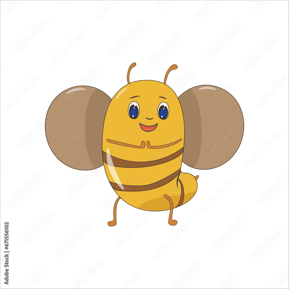 Obraz premium Cute bee isolated emotion thanks on a white background 