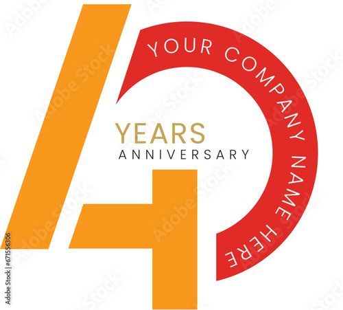40 Years Anniversary Celebration Vector Template Design Illustration Orange Elegant