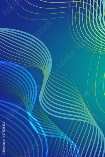 Abstract background design concept of blue and green waves.