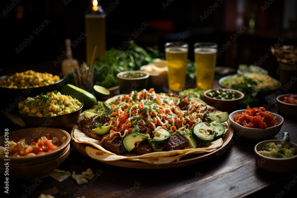 Generative AI image of delicious dinner fresh vegetables meat tasty restaurant dish or homemade food Generative AI image of delicious dinner fresh vegetables meat tasty restaurant dish or homemade food