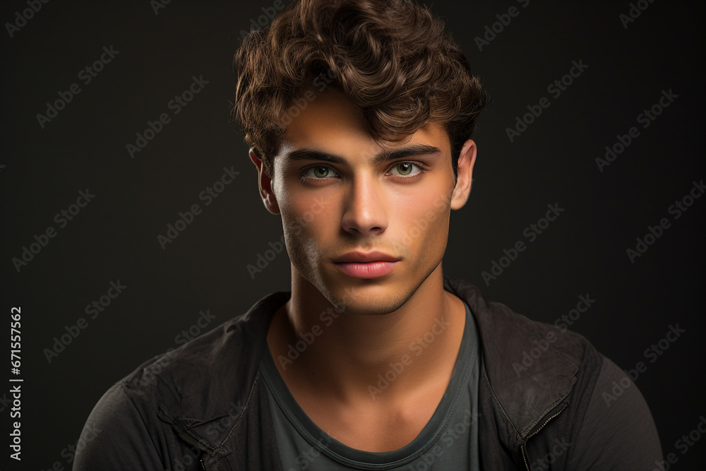 Generative ai image of brutal handsome nice man isolated on dark grey color background Generative ai image of brutal handsome nice man isolated on dark grey color background