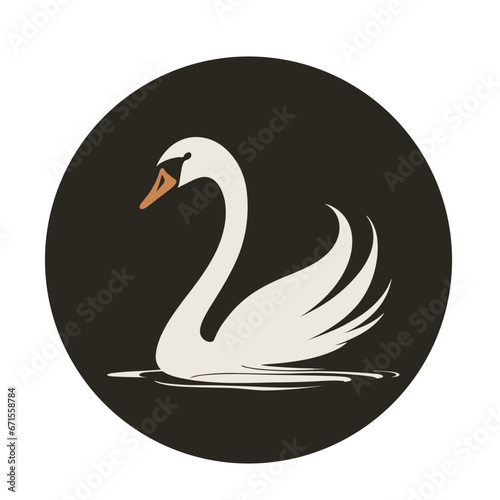 Eleganter Schwan in einem schwarzen Kreis