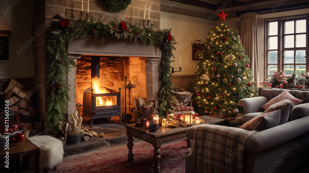 Christmas holiday decor and country cottage style.