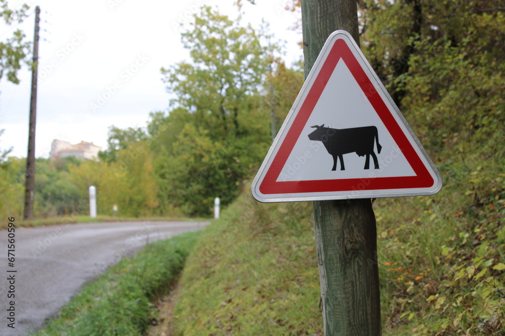 Panneau de signalisation de route traversée de vaches Panneau de signalisation de route traversée de vaches