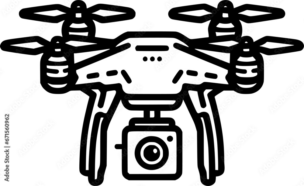 Drone with camera line icon. linear style sign for mobile concept and sign, symbol, vector, art Drone with camera line icon. linear style sign for mobile concept and sign, symbol, vector, art
