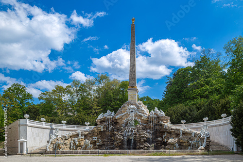 Obelisk Fountain, known as the Sybill Grottoin, from the park of Schonbrunn Palace in Vienna, Austria
