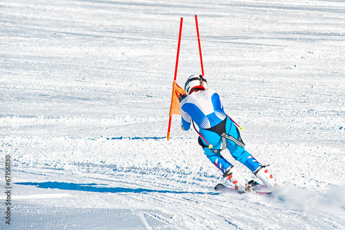 Skier on a slope in the italian alps