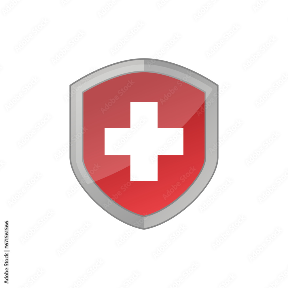 Health Protection With Shield Logo Design Vector Template For Medical Company on white background Health Protection With Shield Logo Design Vector Template For Medical Company on white background