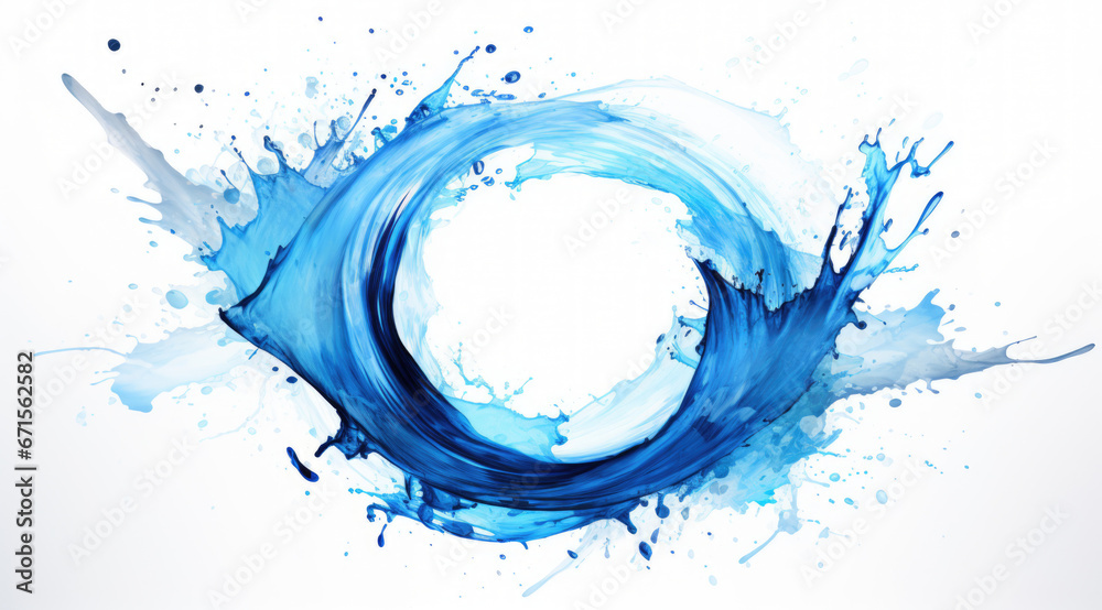 Fototapeta premium Water splash in circle shape isolated on white background.