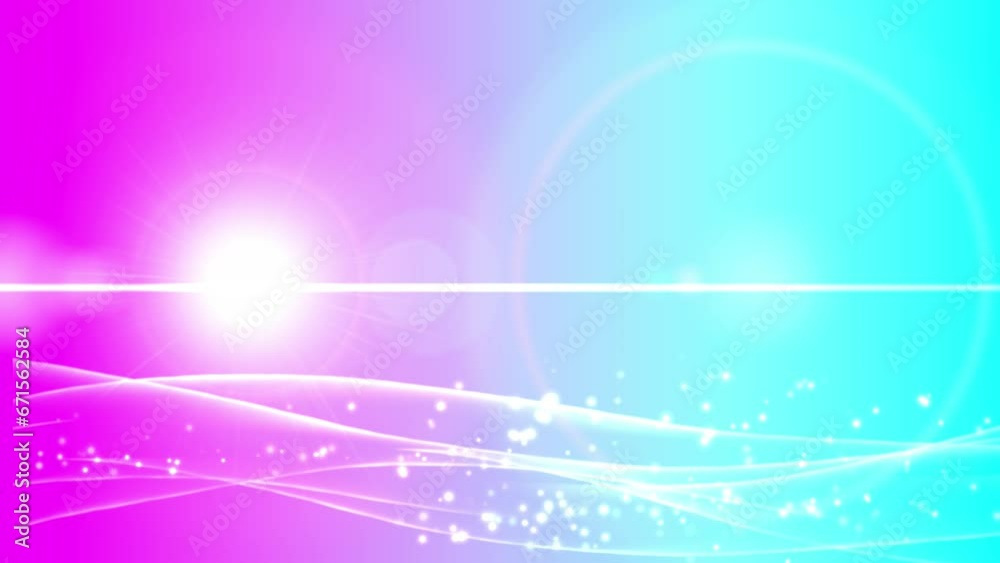 Lens flare traveling across frame and wave pattern on pink and turquoise gradient. Dreamy abstract fantasy background, part of a series. Lens flare traveling across frame and wave pattern on pink and turquoise gradient. Dreamy abstract fantasy background, part of a series.