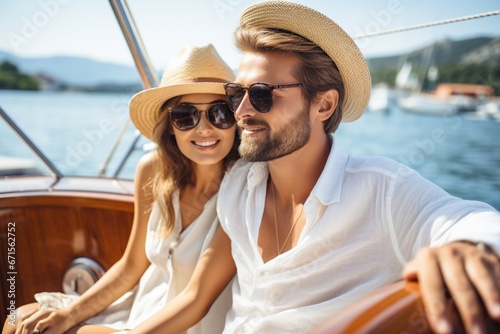 Summer Day Bliss: Couple on Boat Cruise Vacation