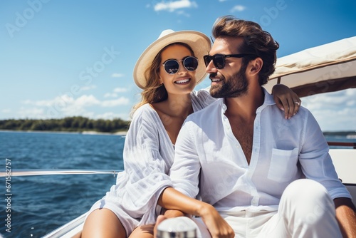 Summer Day Bliss: Couple on Boat Cruise Vacation