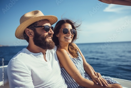 Summer Day Bliss: Couple on Boat Cruise Vacation