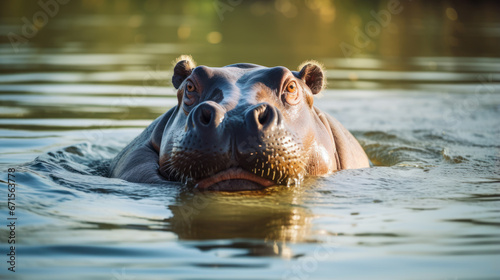 hippopotamus on water