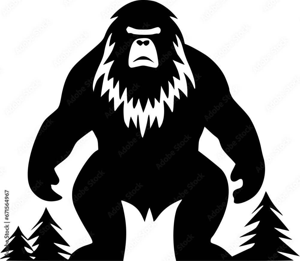 Bigfoot | Black and White Vector illustration Bigfoot | Black and White Vector illustration