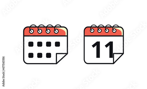 Calendar vector flat icon marking a specific day. Vector illustration of calendar icon with day 11.