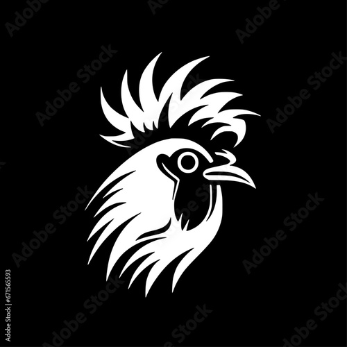 Rooster - Black and White Isolated Icon - Vector illustration