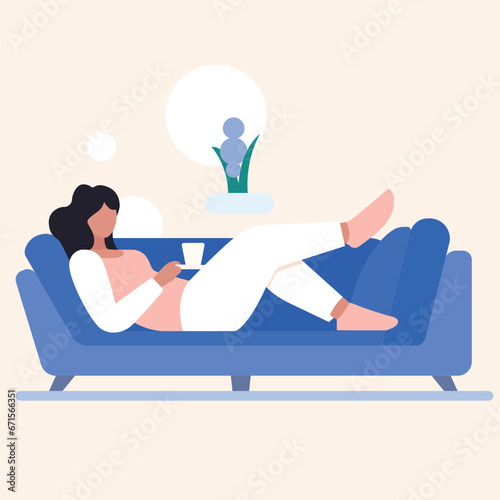 person relaxing on sofa