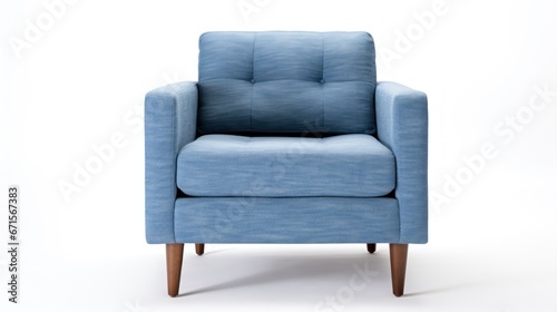 Closeup of blue lounge chair. Modern minimalist home living room interior. materials for furniture finishing