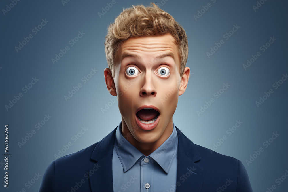studio portrait of a surprised young man studio portrait of a surprised young man
