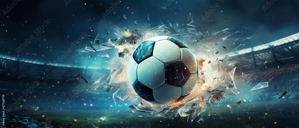 Fototapeta premium Soccer Ball in Goal Net