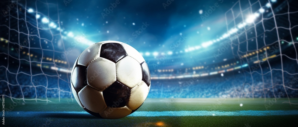Naklejka premium Soccer Ball in Goal Net