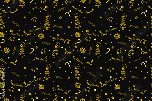 A cute and festive Christmas seamless pattern with cute Christmas elements.
