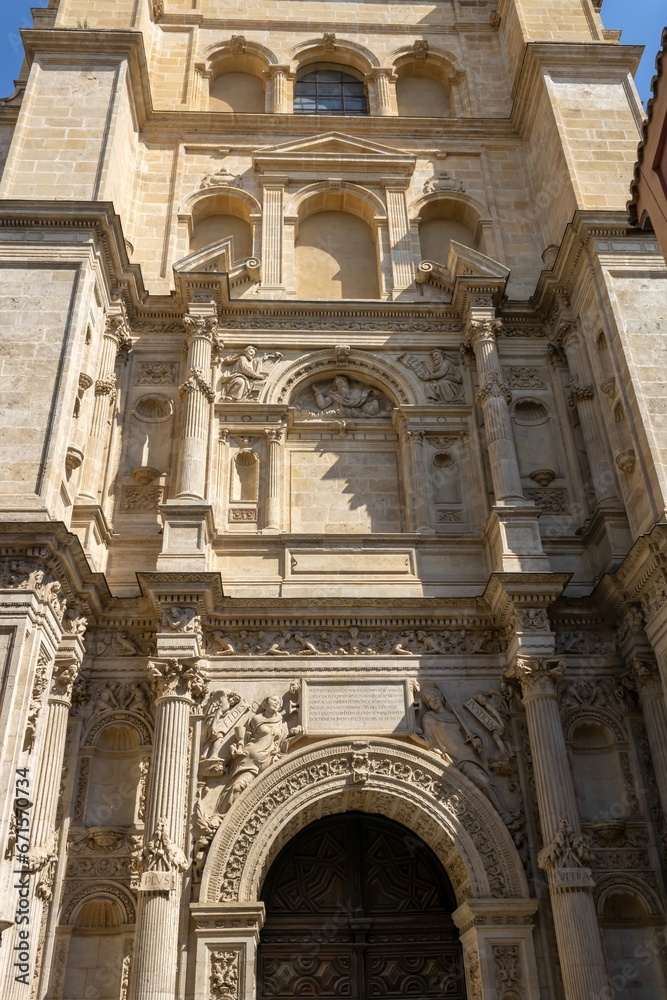Granada Cathedral, or the Cathedral of the Incarnation, the entrance from Carcel Baja