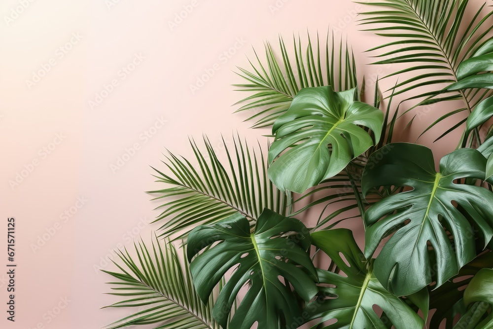 monstera plants isolated pastel background