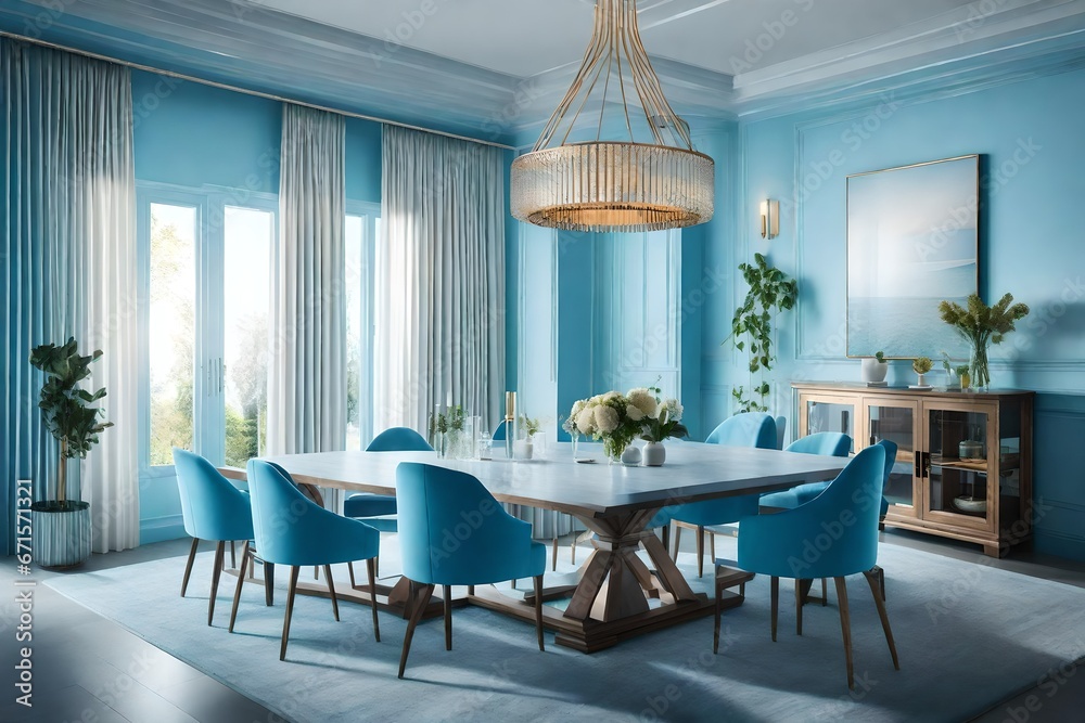 light sky color room interior with table