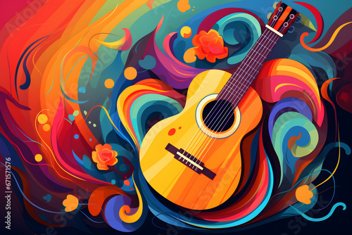 A colorful guitar abstract background.