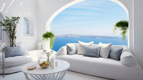 Luxury apartment terrace in Santorini. Interior. © Mishu