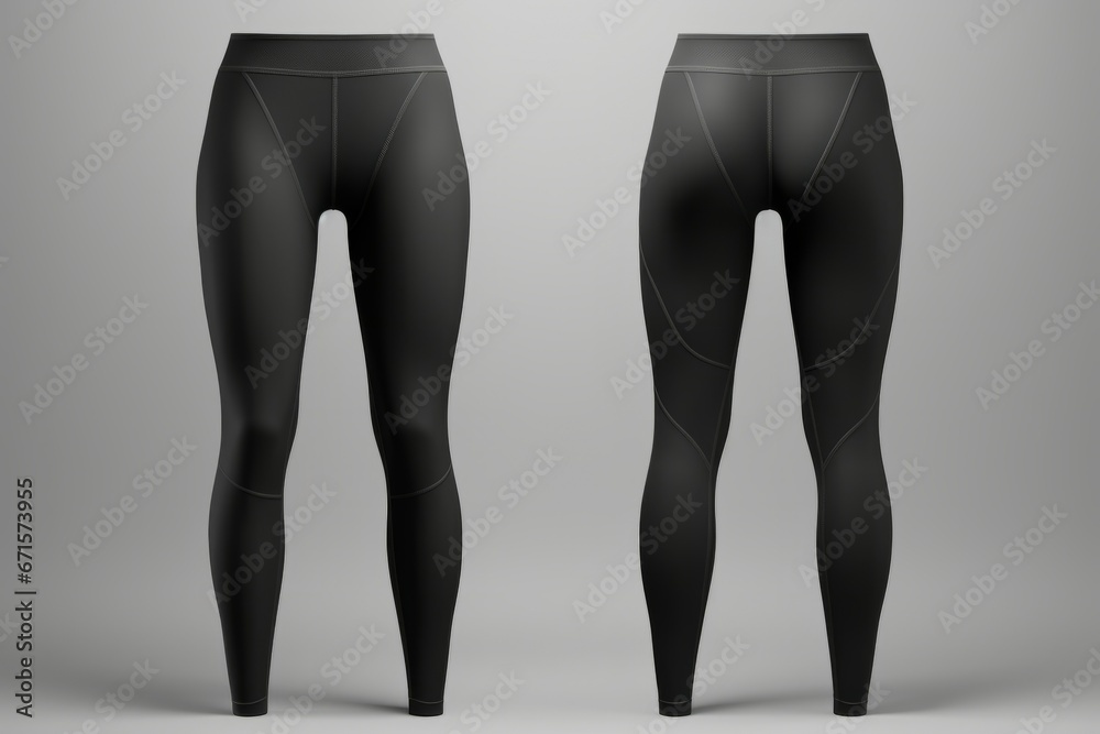 Black leggings pants isolated on gray background Black leggings pants isolated on gray background