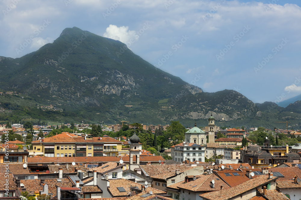 top view of the rooftops of the city of Riva del Garda