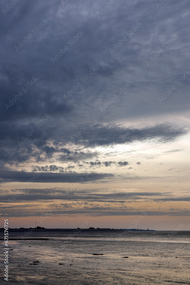 Clouds at Sunset at Paesens. Moddergat. Friesland Netherlands. Waddenzee. Coast 